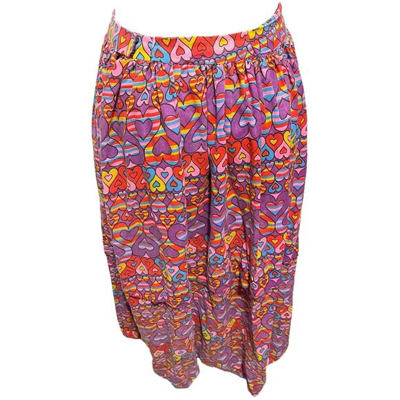 Vintage 1980s Handmade Heart Pattern Long Maxi Skirt Gathered - Picture 9 of 11